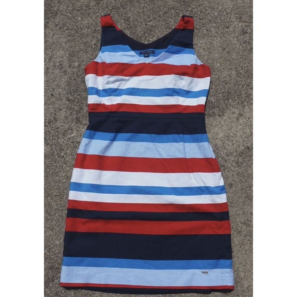 Tommy Hilfiger Striped Dress Women 4 V Neck Sleeveless Nautical Preppy Americana